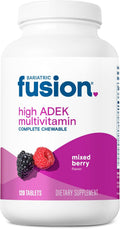 Bariatric Fusion Chewable Multivitamin with High Doses of Vitamins ADEK, Iron, and Calcium - Mixed Berry Flavor - 120 Tablets (1 Month Supply)