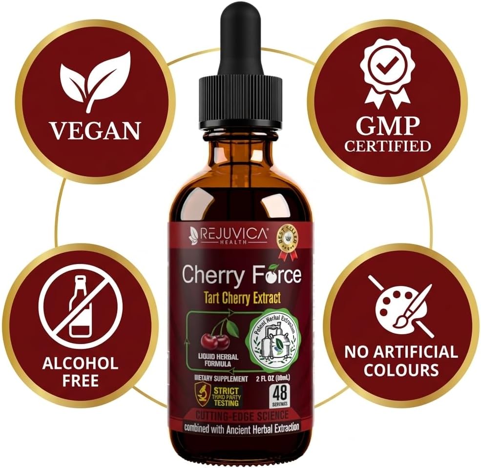Rejuvica Health Cherry Force - Extracto Avanzado de Cereza Ácida - Rico en Fitoniutrientes - Extracto Líquido para Mejor Absorción