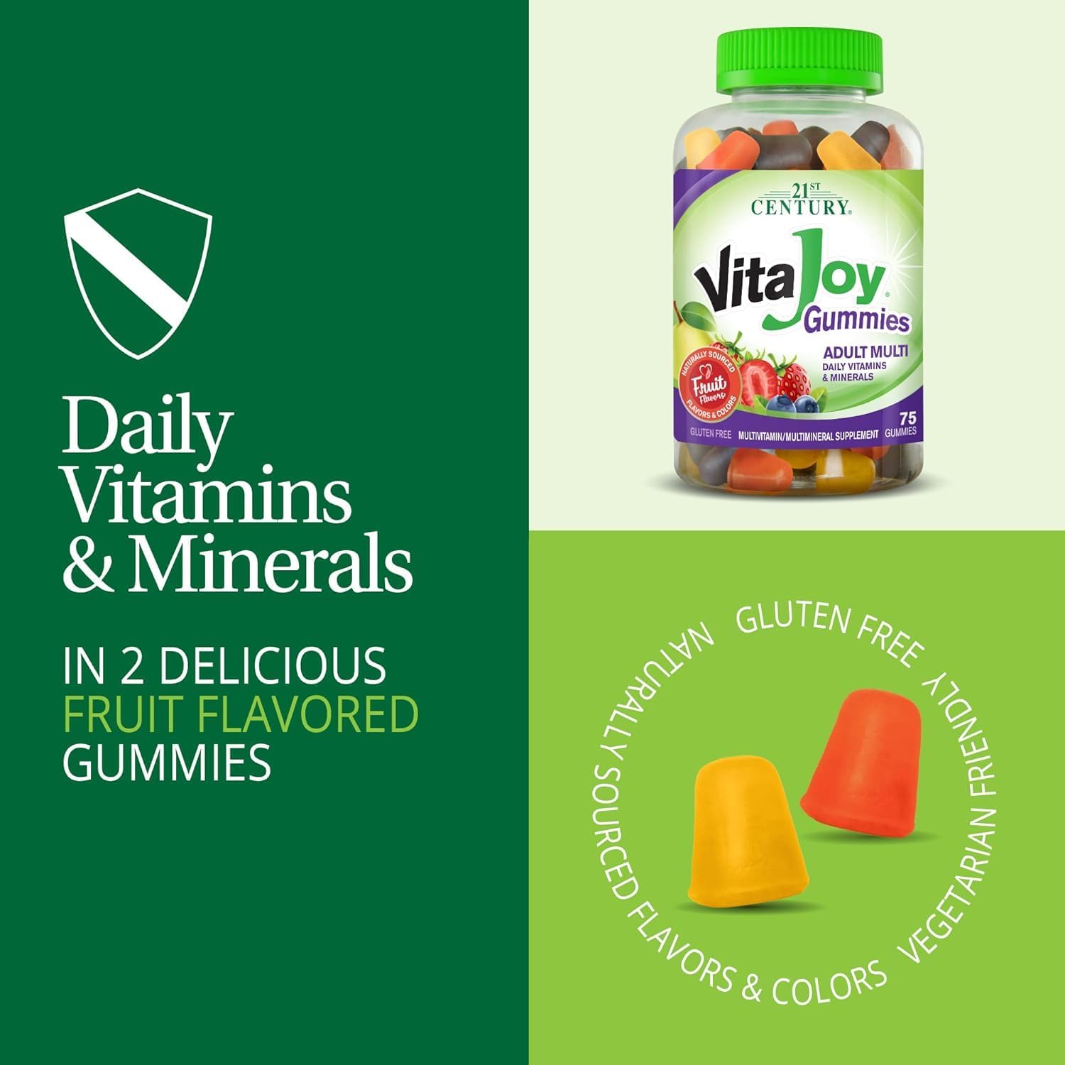 21st Century Vitajoy Multivitamínico en Gominolas, Sabores Fruta, 120 Gominolas
