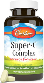 Carlson Super-C Complex - Vitamina C + Bioflavonoides, 100 Comprimidos Vegetarianos