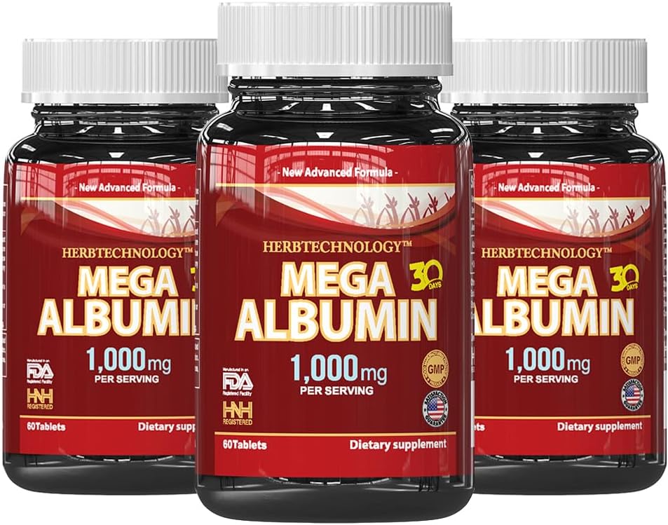 Dr.K&C Mega Albumin Proteína 1000mg, 3 Botellas (180 Comprimidos cada una)