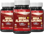 Dr.K&C Mega Albumin Proteína Suplemento 1000mg, 3 Botellas (60 Comprimidos Cada Una), Apoyo Diario de Energía y Bienestar