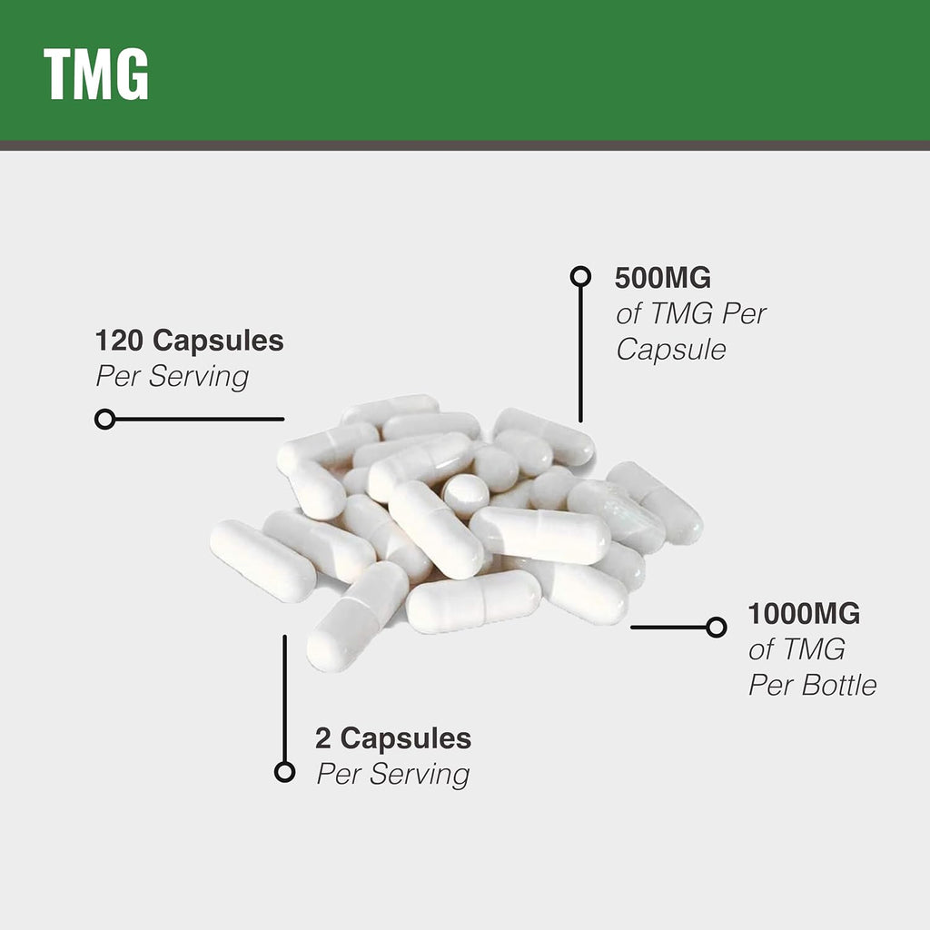 MAAC10 TMG 1000mg - Suplemento de Trimetilglicina (Betaína Anhidra) - Apoyo a la Metilación y Metabolismo de la Homocisteína - 120 Cápsulas