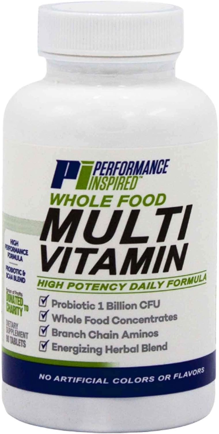Performance Inspired Nutrition - Multivitamínico de Alimentos Integrales con Probióticos, BCAAs y Complejo Herbal - 90 Comprimidos