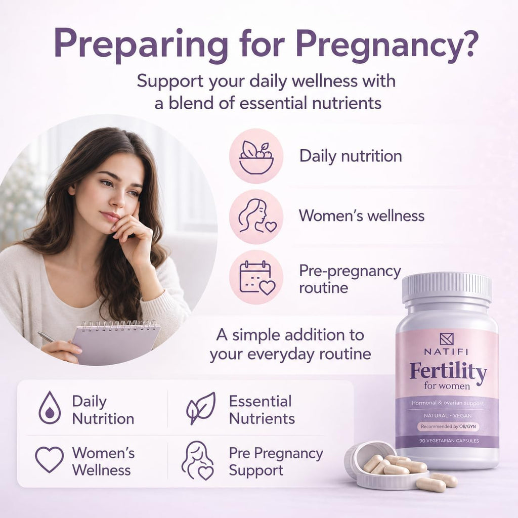 Natifi Conception - Vitaminas Prenatales de Fertilidad, Regulan el Ciclo y Equilibran Hormonas, 60 Cápsulas