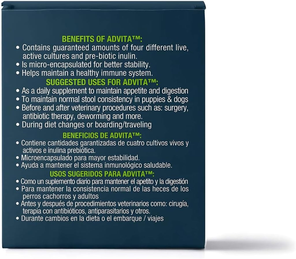 Vet One Advita Probiotic Nutritional Supplement for Dogs (3 Cajas, 90 Sobres)