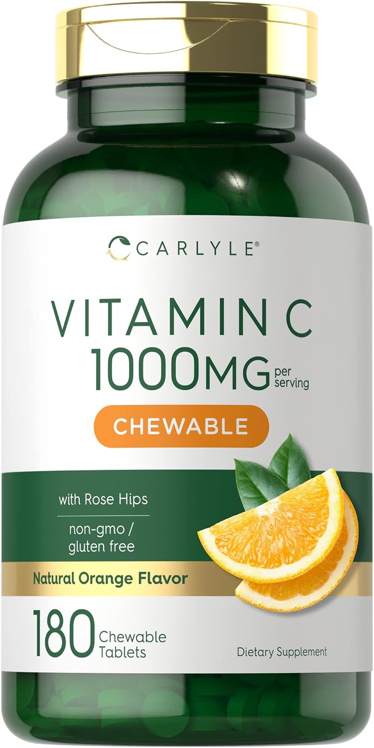 Carlyle Vitamina C Masticable | 1000 mg | 180 Comprimidos | Vegetariano, Sin Gluten, No-GMO
