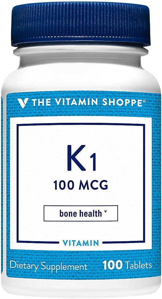 The Vitamin Shoppe Vitamina K1 100 mcg – Suplemento diario – 100 comprimidos
