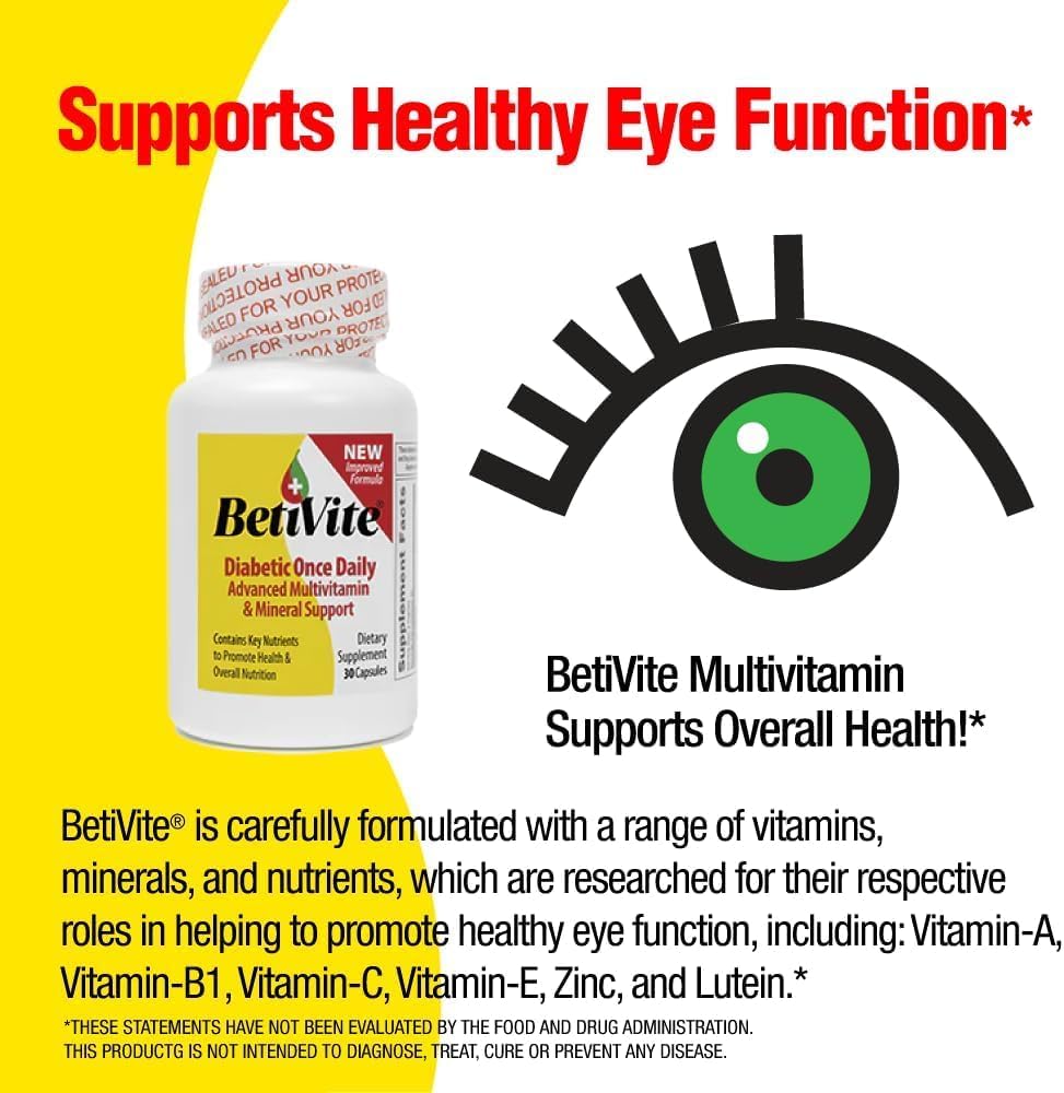 BetiVite Multivitamínico para Nervios y Ojos con ALA, Luteína y Licopeno - 30 Días