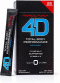 4D Tropical Punch - 25 sobres de vitaminas y energía en polvo - Cero calorías y azúcares - Sin gluten, Non-GMO, Keto y Vegano