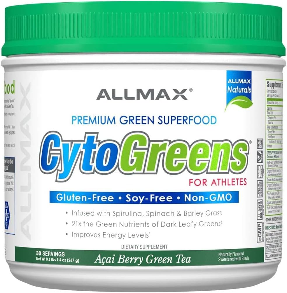 ALLMAX CytoGreens Super Greens Powder - Acai Berry Green Tea (60 porciones)