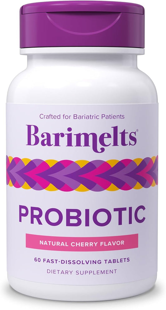 BariMelts Probiotic, 5 Billion CFU - 60 Rapid Dissolve Tablets (2-Month Supply) - Sugar-Free Probiotic for Women, Supports Gut Health after Bariatric Surgery, Natural Cherry Flavor