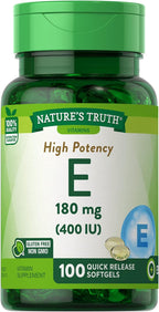 Nature's Truth Vitamina E de Alta Potencia 400 UI Cápsulas Blandas de Liberación Rápida - 100 unidades, paquete de 2