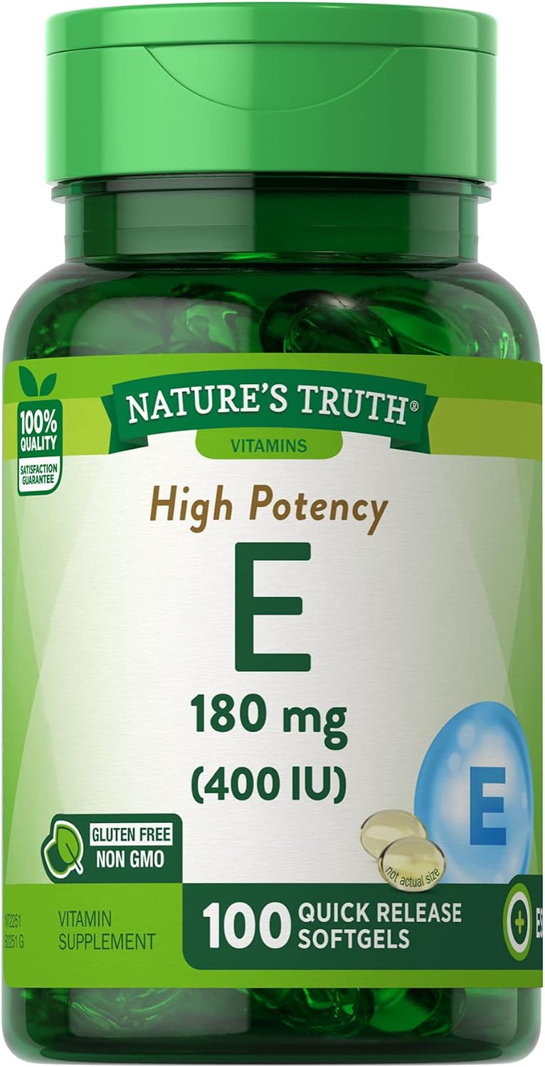 Nature's Truth Vitamina E 400 UI Cápsulas Blandas de Liberación Rápida - 200 Cápsulas (2 Envases de 100)