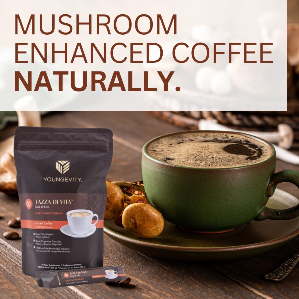 Youngevity Tazza Di Vita Cafe Ganoderma Coffee - 30 Sticks (Pack de 3)