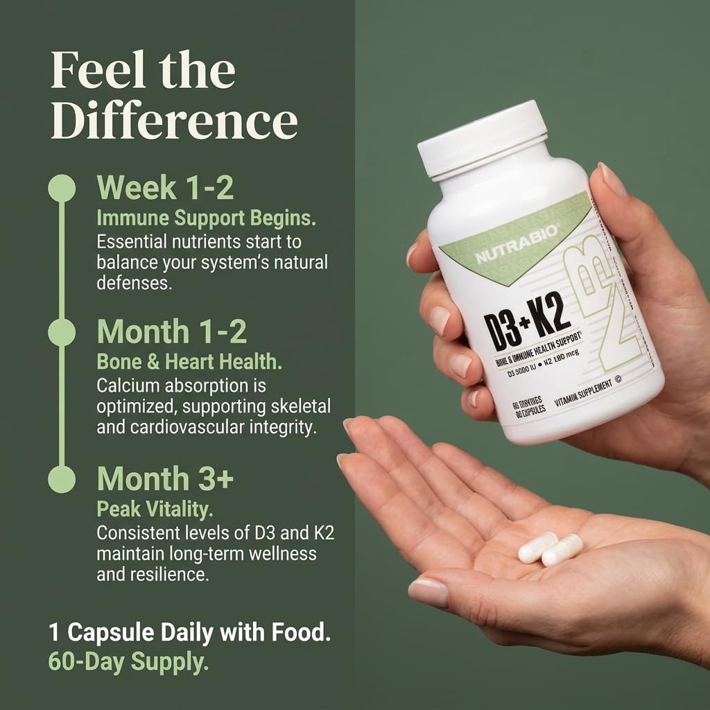 NutraBio Vitamina D3 K2 5000 UI D3 con 180 mcg K2 MK-7