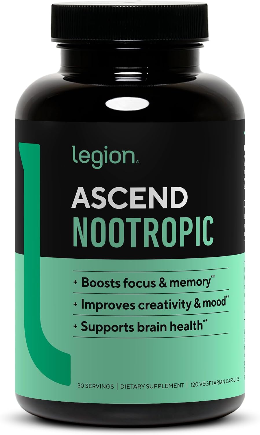 LEGION Athletics Ascend Nootrópico - Suplemento Natural para la Memoria y Concentración, 30 Cápsulas