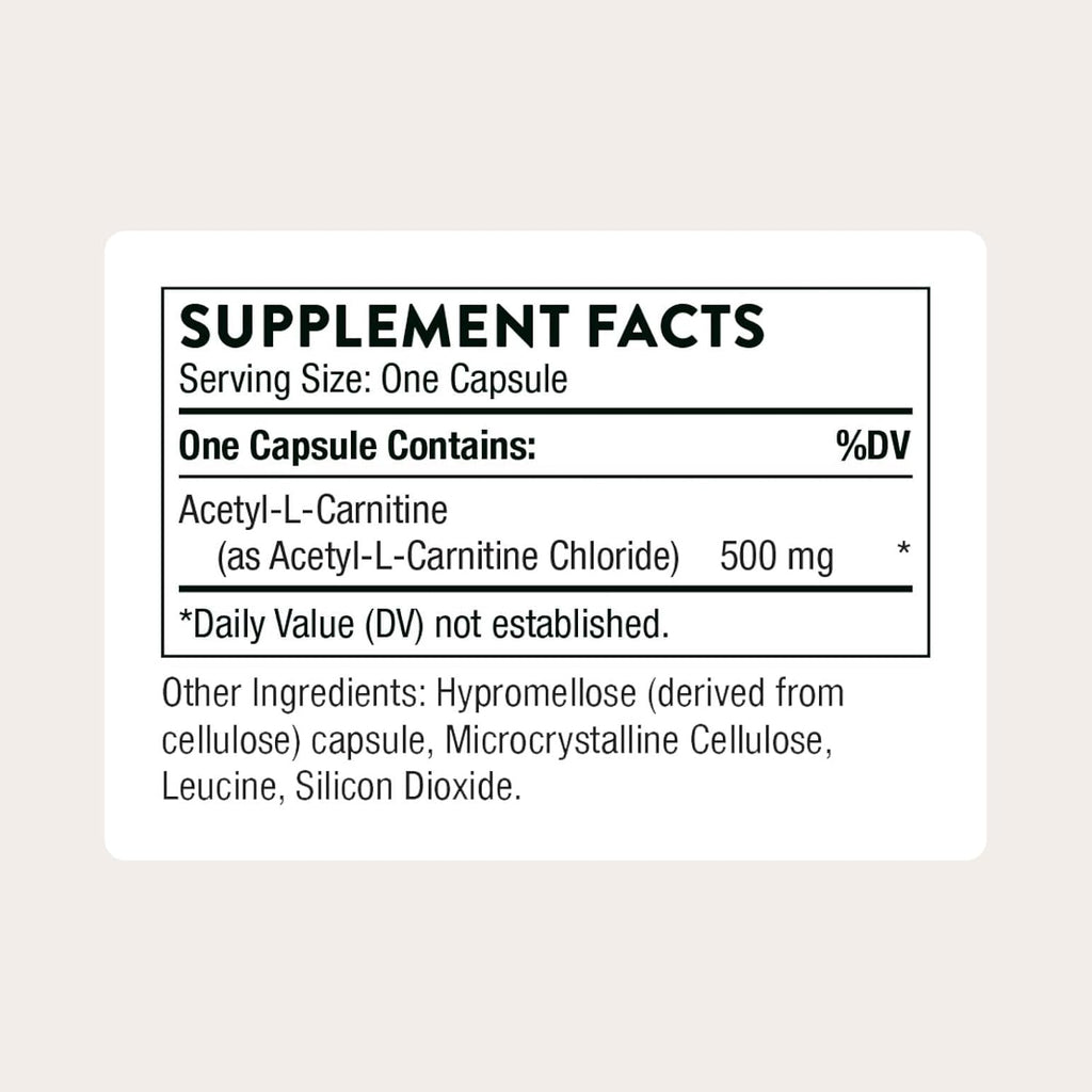 THORNE - Acetil-L-Carnitina - 500 mg - 60 Cápsulas