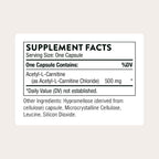 THORNE - Acetil-L-Carnitina - 500 mg - 60 Cápsulas