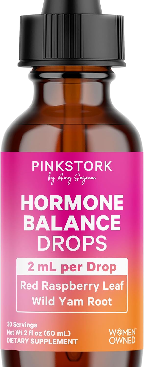 Pink Stork Gotas de Equilibrio Hormonal para Mujeres - 60ml, 30 Dosis - Complemento Líquido Vegano