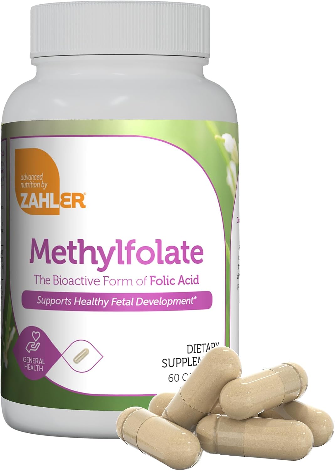 Zahler Metilfolato (L-Metilfolato) 1000 mcg DFE - 120 Cápsulas - Complemento Alimenticio para el Embarazo y Salud Genética
