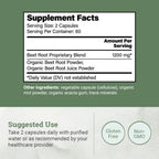 Earth Harmony Naturals Cápsulas de Remolacha Orgánica 1200 mg - Suplemento de Remolacha en Polvo y Jugo para Hombres y Mujeres - 120 Cápsulas