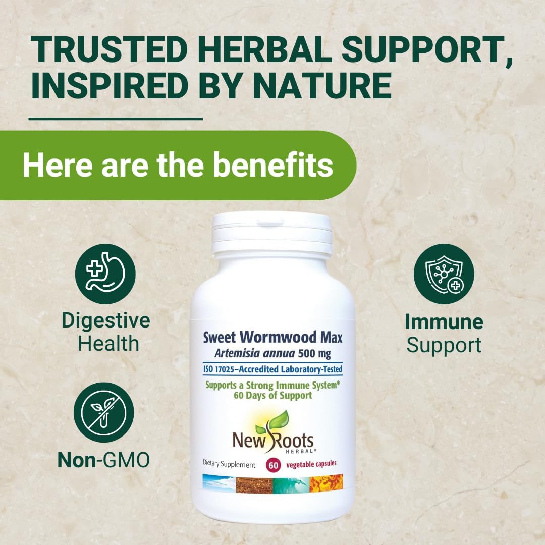 Extracto de Ajenjo Dulce (500 mg) con Vitamina C - 60 Cápsulas Veganas | NEW ROOTS HERBAL