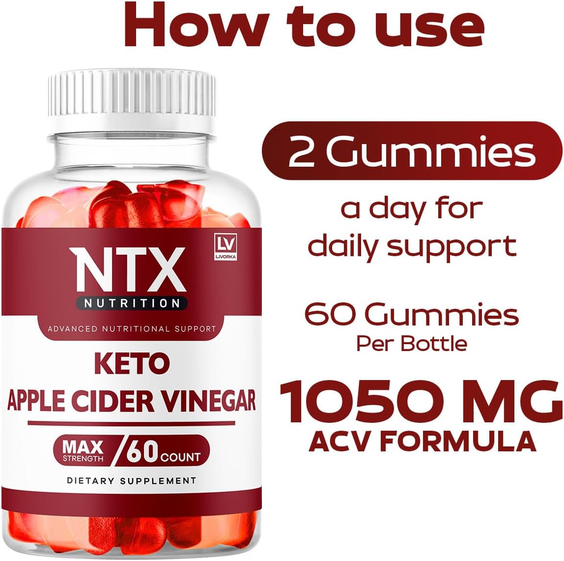 NTX Nutrition Keto Gummies - 180 Gominolas con Vinagre de Manzana (Pack de 3)