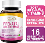 LOVITA Vitaminas Prenatales con Hierro 27 mg, Ácido Fólico 800 mcg y Calcio - 180 Comprimidos Veganos (Pack de 3)