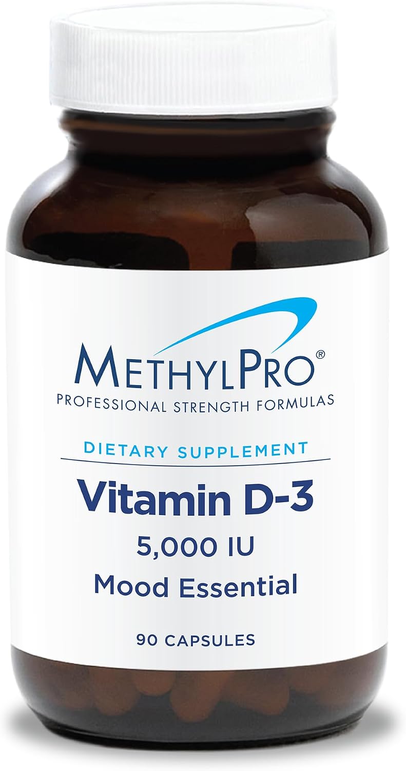 MethylPro Vitamina D3 5,000 UI - 125 mcg - Apoya la fortaleza ósea, el equilibrio inmunológico y el bienestar del estado de ánimo - 90 cápsulas