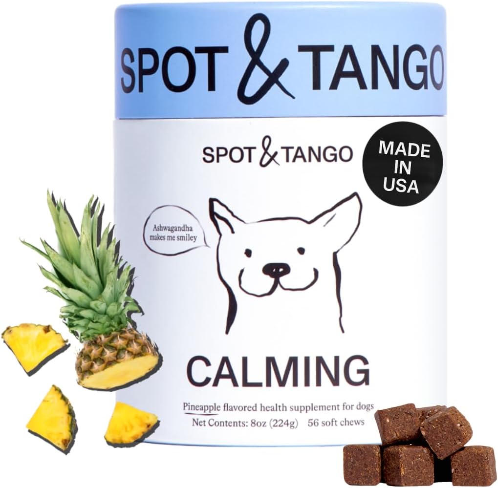 Probioticos para perros - Spot & Tango - Calabaza, Curcuma, Raiz de Achicoria, Pimienta Negra, Mezcla de 9 Cepas - 56 Masticables
