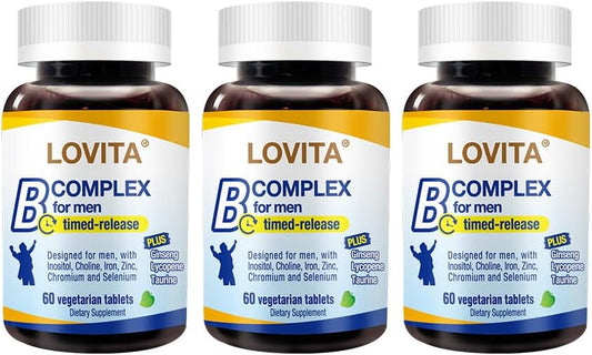 LOVITA Complejo B de Liberación Prolongada 8 Horas para Hombres (60 comprimidos, pack de 3)