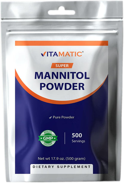 Vitamatic Polvo de Manitol - Edulcorante Natural, Sin Gluten, 1000 mg por Ración, 500 Raciones, 500 g – Image 1