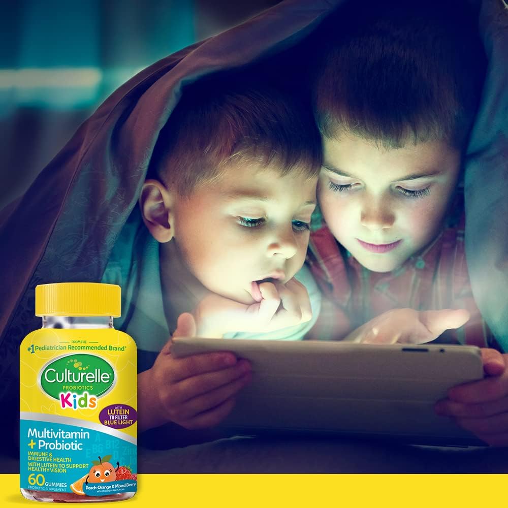 Culturelle Kids Probiotic Gummies - Multivitamínico y Probiótico para Niños - Sabor Melocotón-Naranja y Frutos del Bosque - 60 Gominolas