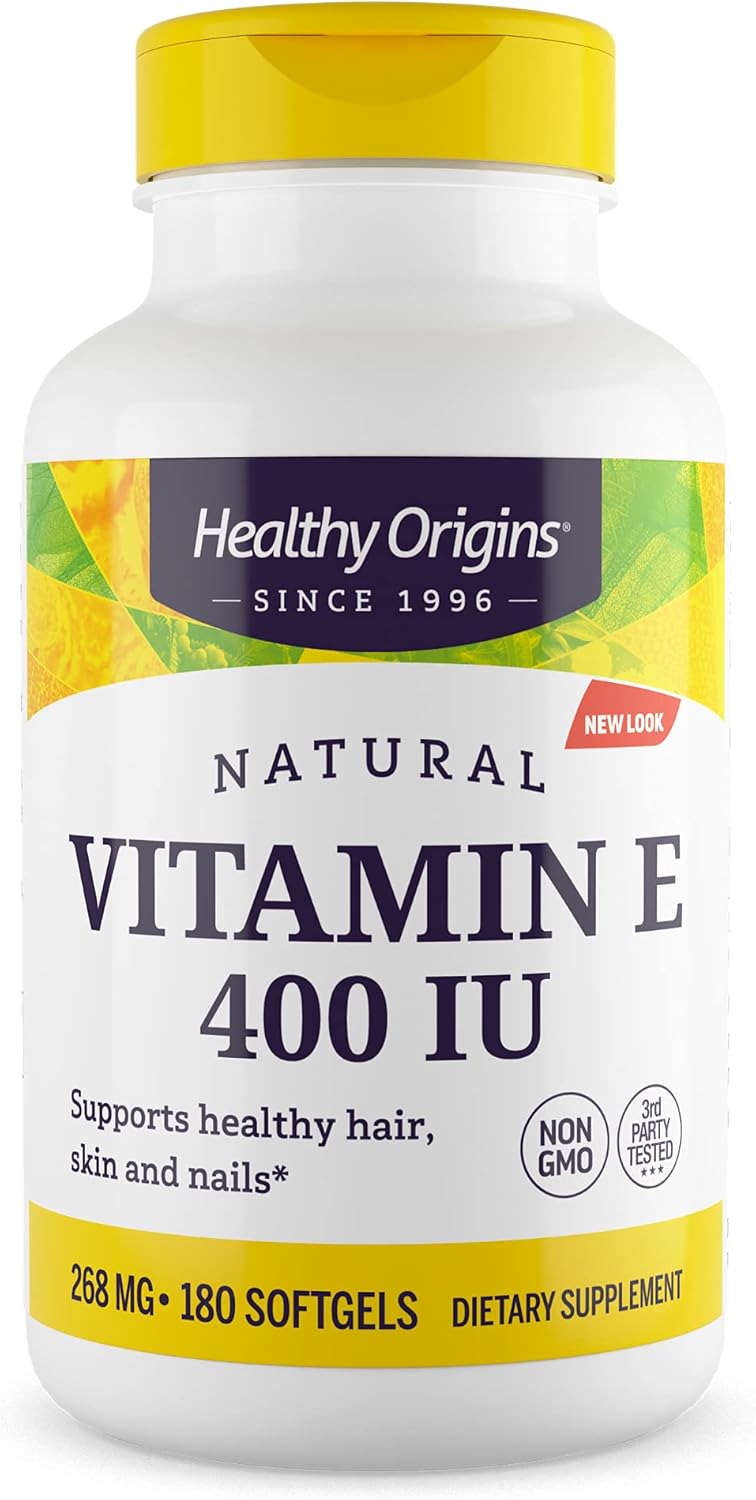 Healthy Origins Vitamin E 400 IU (268 mg), 180 Softgels - Natural Mixed Tocopherols