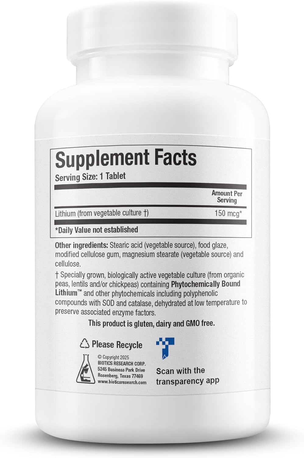 Li-Zyme Forte - Litio de Origen Vegetal con Enlace Fitoquímico, 100 Comprimidos