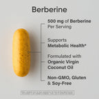 Sports Research Berberine Supplement with Coconut Oil - Berberine 500mg, 90 Softgels - Gluten-Free, Non-GMO