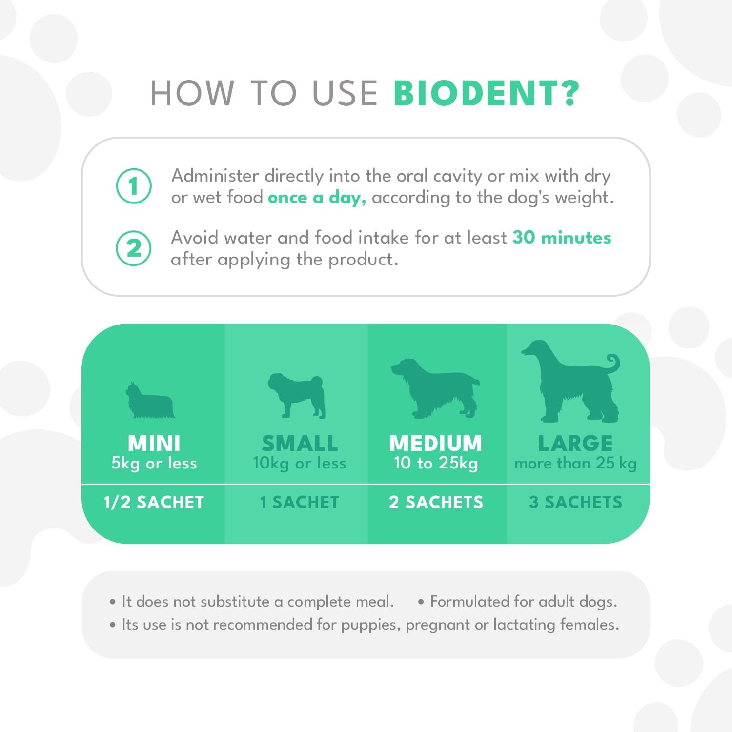 Natural PET Biodent Complemento Nutricional para Perros, Sabor Pollo y Finas Hierbas, 30 Sobres
