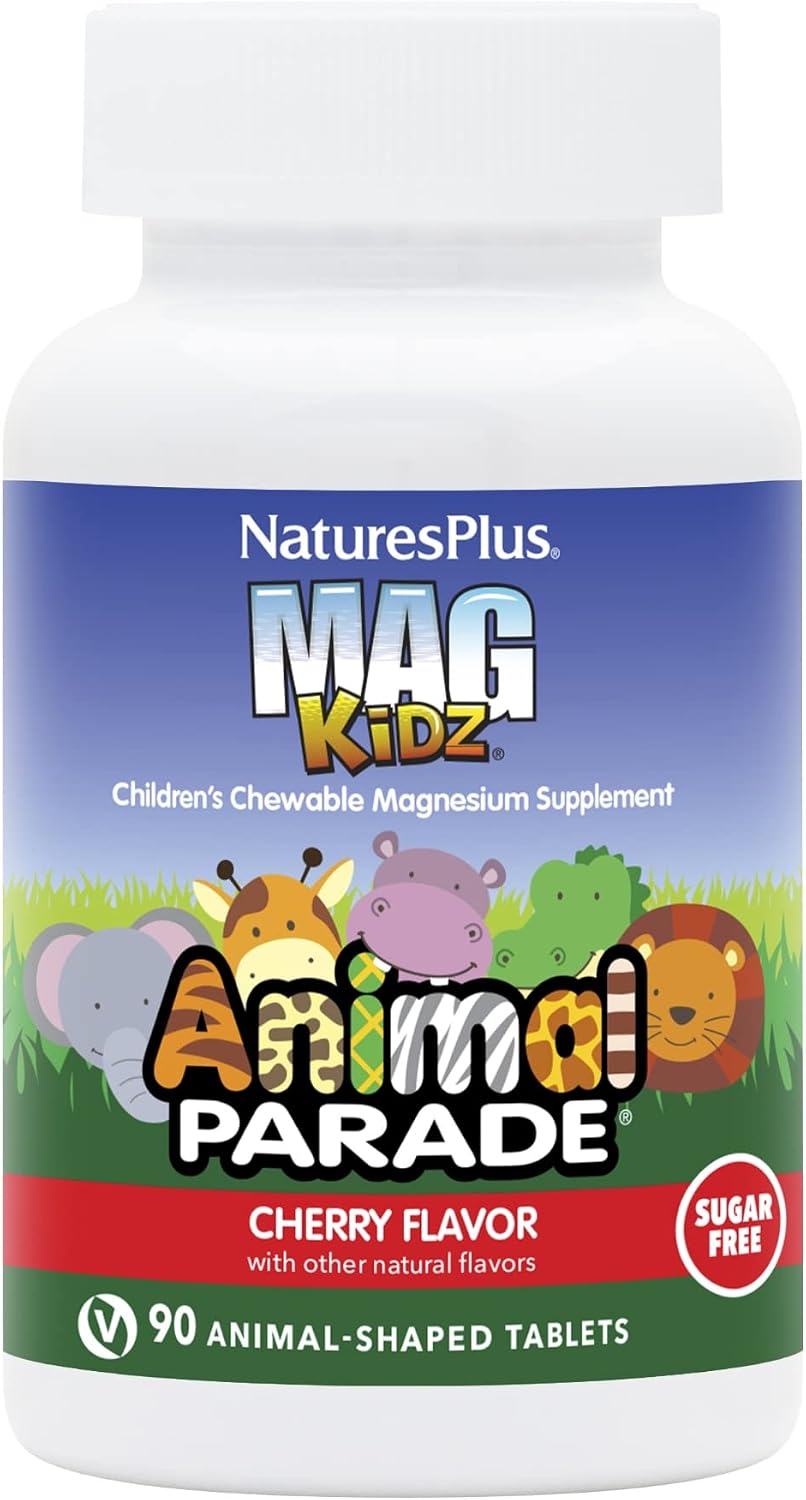 Natures Plus Animal Parade MagKidz Magnesio para Niños, 90 comprimidos masticables