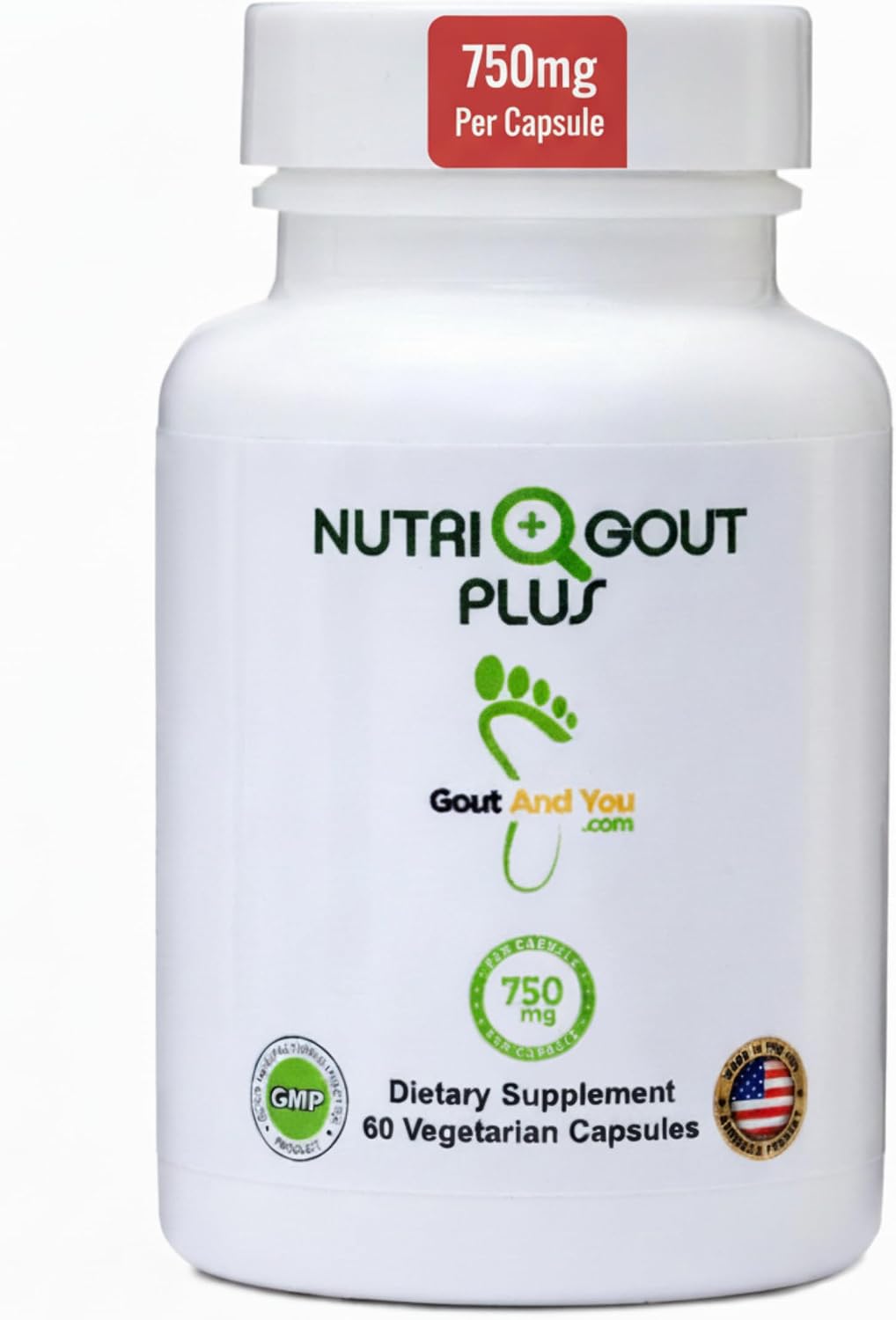 Gout and You NutriGout Plus - Suplemento para el Ácido Úrico - 60 Cápsulas Vegetarianas - 750 mg por Cápsula