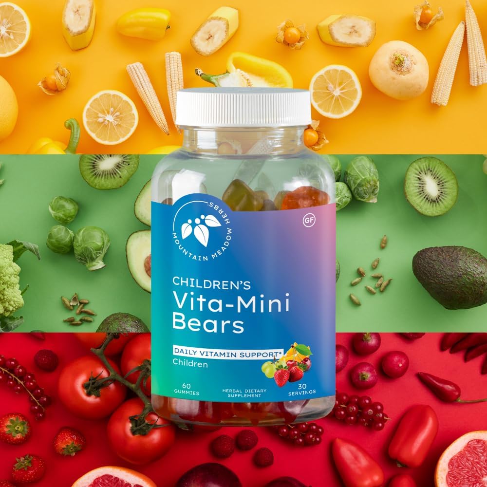Mountain Meadow Herbs Vita-Mini Bears Multivitamínico para Niños con Gominolas de Frutas, 60 unidades