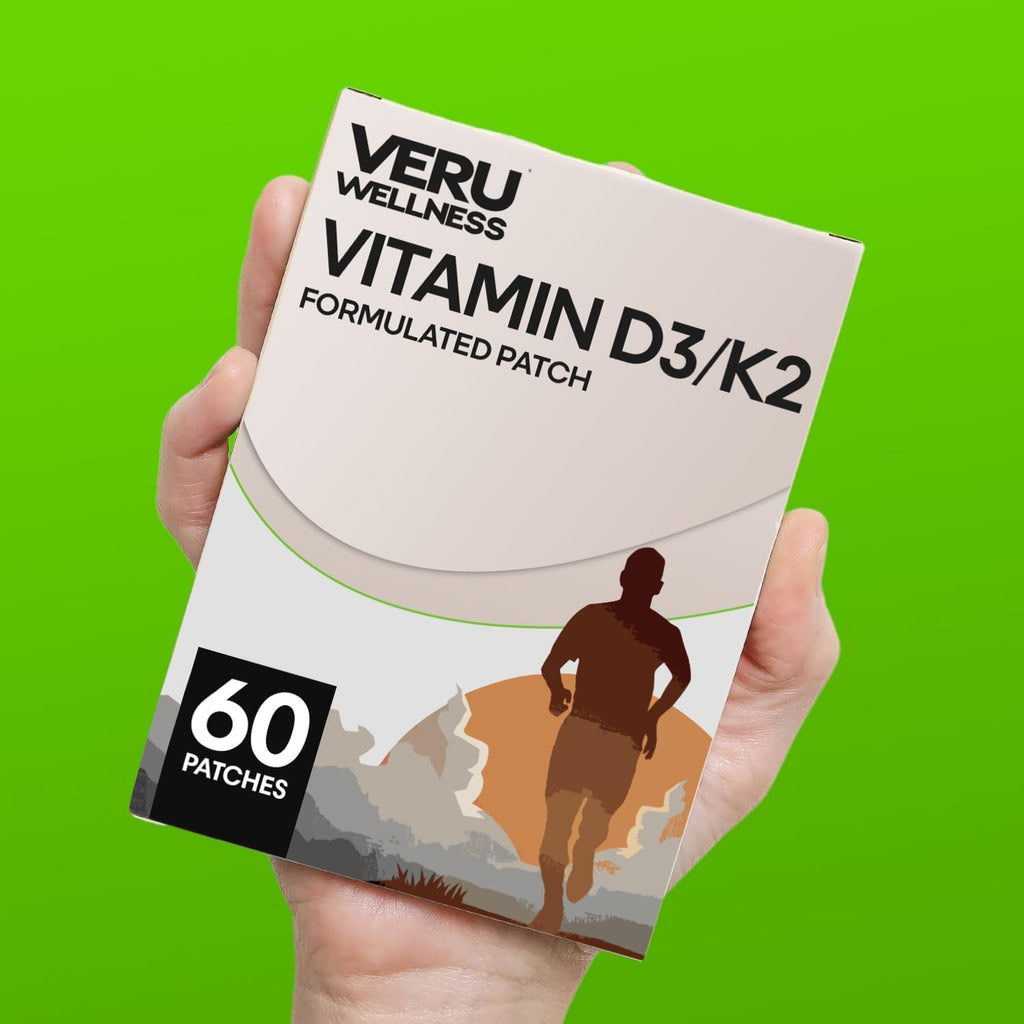 Veru Wellness Parche Esencial D3/K2 - Vitamina D3 y K2 en parche transdérmico, 60 unidades