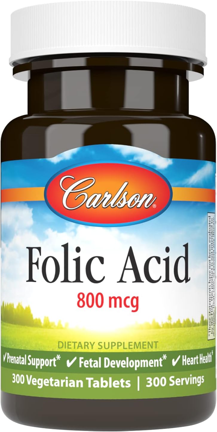 Carlson - Folic Acid 800 mcg for Prenatal Support, 300 Tablets