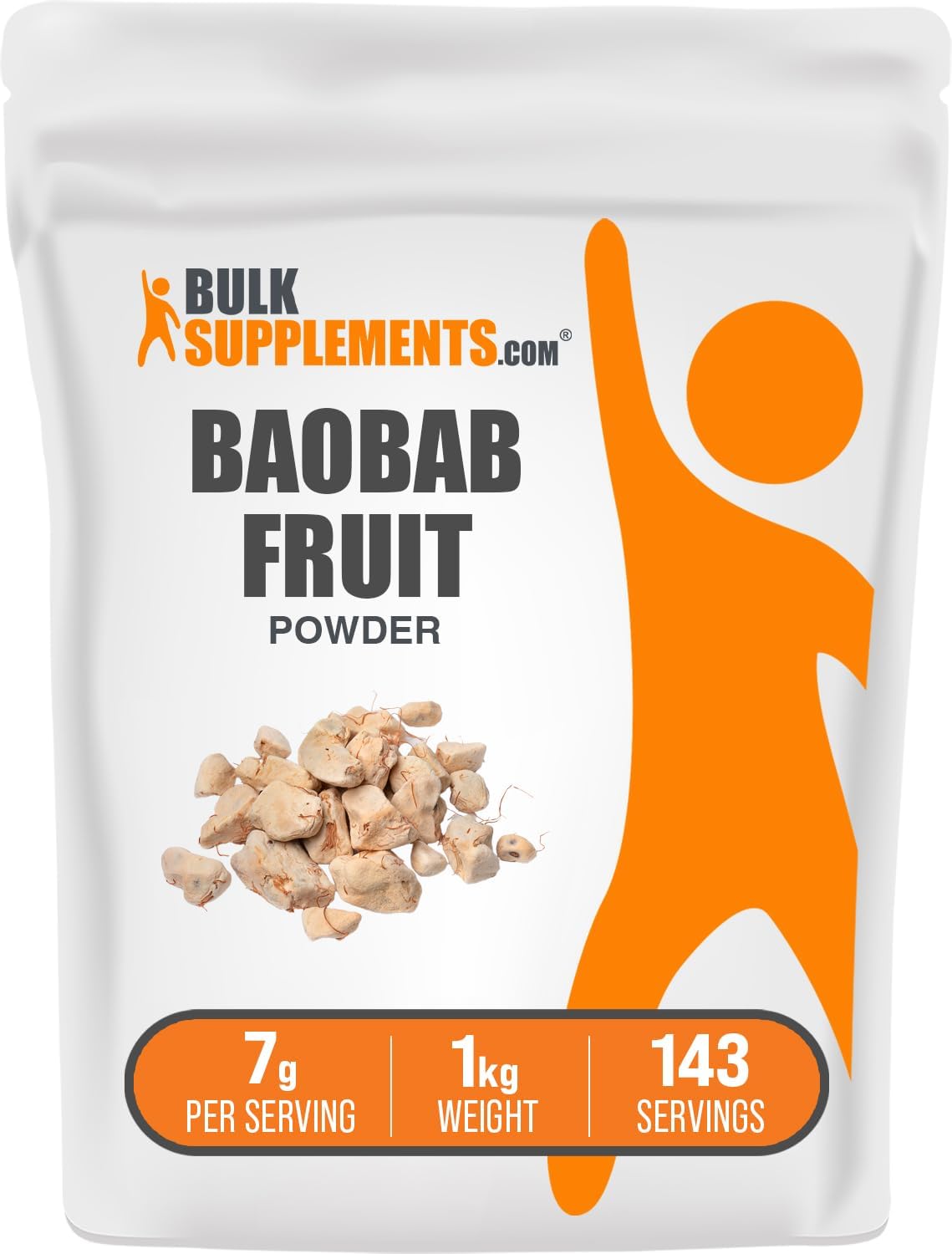 BulkSupplements Baobab en Polvo - Suplemento de Baobab, Antioxidante - Sin Gluten, 7g por Ración, 100g