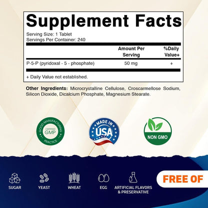 Vitamatic P5P 50 mg – Piridoxal-5-Fosfato – – Contribuye al funcionamiento normal del sistema nervioso. – Image 2