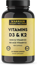 Vitamina D3 y K2 5000 UI / 180 mcg - 60 Cápsulas Veganas