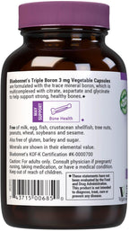 Bluebonnet Triple Boron 3 mg - Complemento de Boro con Citrato, Aspartato y Glicinato - Vegano, Sin Gluten, Non-GMO - 90 Cápsulas Vegetales