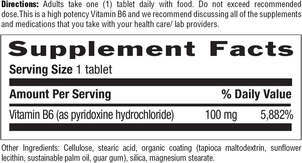 Country Life Vitamina B-6 100mg, 100 Cápsulas Veganas