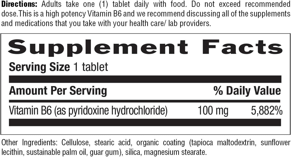 Country Life Vitamina B-6 100mg, 100 – Sistema inmunitario: Ayuda al funcionamiento normal del sistema – Image 3