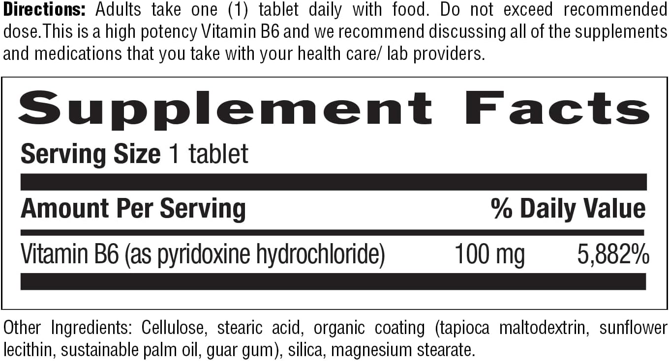 Country Life Vitamina B-6 100mg, 100 Cápsulas Veganas